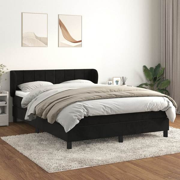 vidaXL Boxspringbett mit Matratze Schwarz 140x190 cm Samt, 3127489