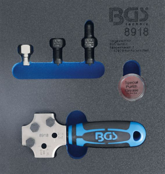 BGS Werkstattwageneinlage 1/6: Bördelgerät, SAE und DIN 4,75 mm (3/16"), 8918