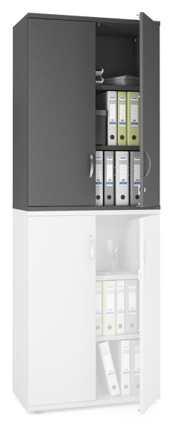 Deskin Flügeltüren-Aufsatzschrank MULTI M pro, Anthrazit, 800 x 420 x 1110 mm, 333171