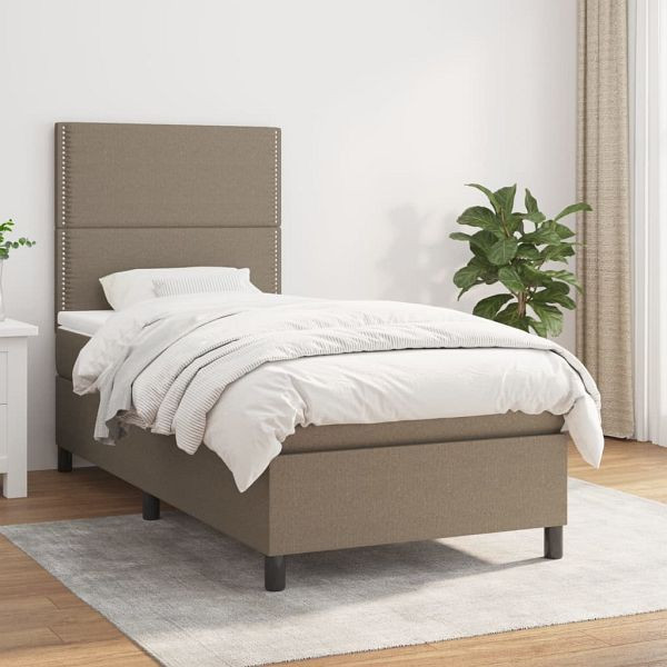 vidaXL Boxspringbett mit Matratze Taupe 100x200 cm Stoff, 3141677