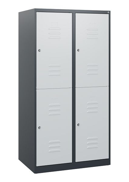 C+P Doppelstöckiger Spind Classic PLUS, 2 Abteile, 1530x800x500mm, 7016/7035, Zylinderschlösser, 0803005-22 S10029