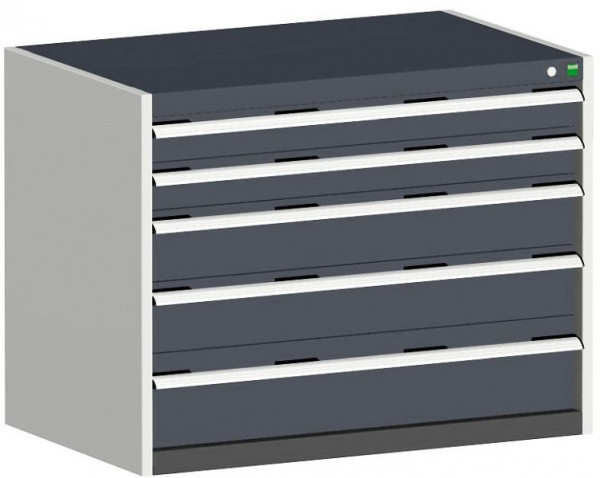 bott cubio Schubladenschrank bestückt mit 5 Schwerlastschubladen BxTxH: 1050 x 650 x 800 mm, RAL 7035/7016, 40021010.19V
