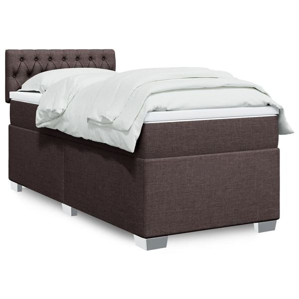vidaXL Boxspringbett mit Matratze Dunkelbraun 90x190 cm Stoff, 3288053