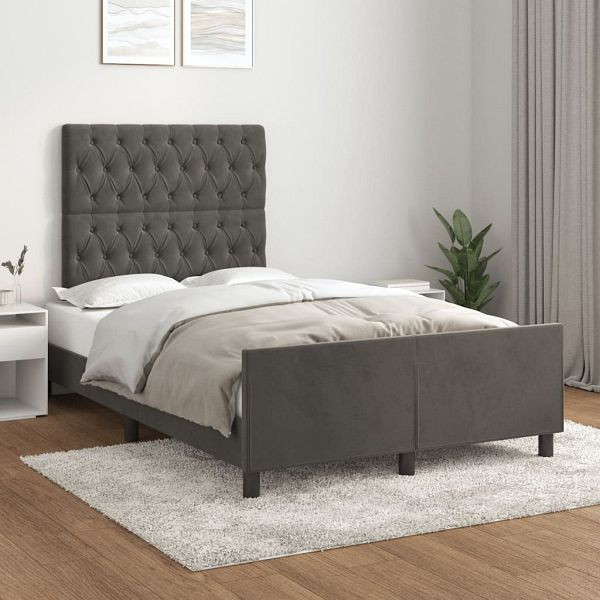 vidaXL Bettgestell mit Kopfteil Dunkelgrau 120x200 cm Samt, 3125929