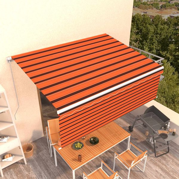 vidaXL Markise Manuell Einziehbar mit Rollo 4x3 m Orange & Braun, 3069300