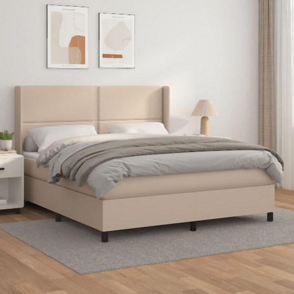 vidaXL Boxspringbett Matratze Cappuccino-Braun 180x200 cm Kunstleder, 3132458