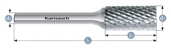 Karnasch Hartmetall-Frässtift unbeschichtet ZYA/ HP-6 d1=12 / l2=25 / d2=6 / l1=70mm, VE: 2 Stück, 113004105