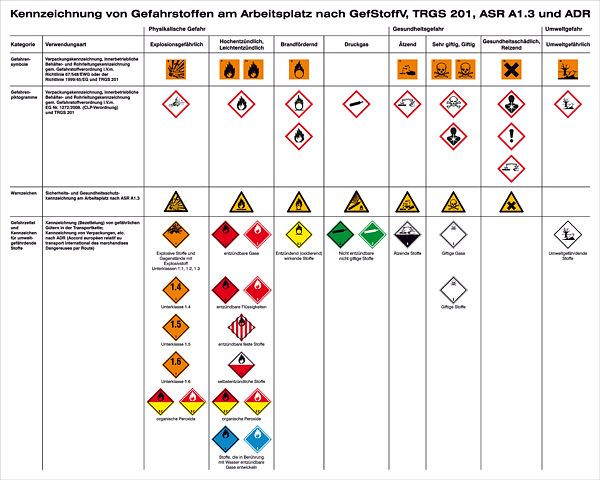 SafetyMarking Aushang - Gefahrstoffe, Kennzeichnung von Gefahrstoffen am Arbeitsplatz nach TRGS 201, ASR A1.3 und ADR, 60x48 cm, Kunststoff, 43.B2070