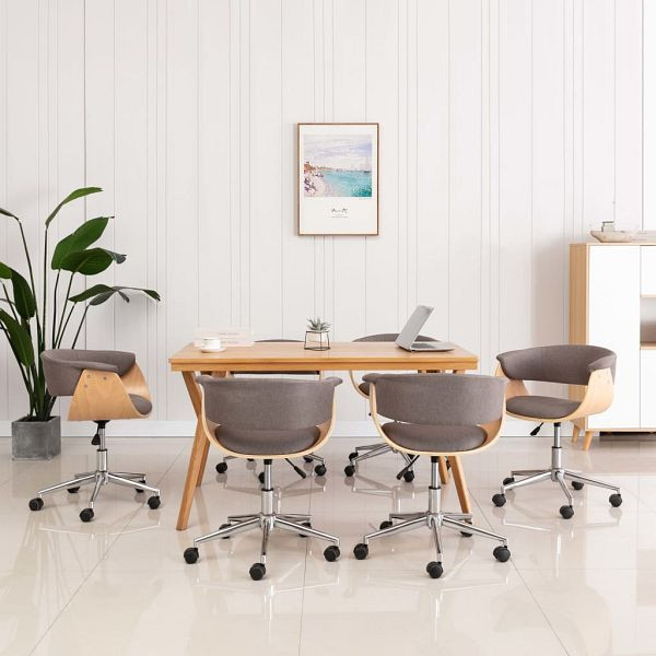 vidaXL Drehbare Esszimmerstühle 6 Stück Taupe Stoff, 3054889