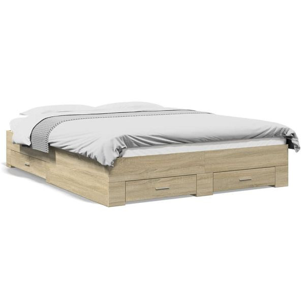 vidaXL Bettgestell mit Schubladen Sonoma-Eiche 140x200cm Holzwerkstoff, 3280386
