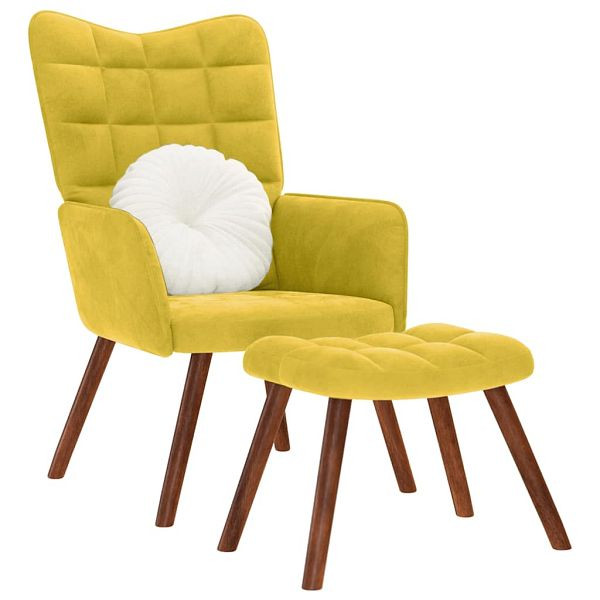 vidaXL Relaxsessel mit Hocker Gelb Samt, 4016828, 8721158362537