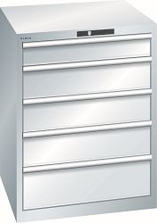 LISTA Schubladenschrank 36x36E (BxTxH) 717x725x850mm AUTO Lock, Lichtgrau, 5 Schubladen, Fronthöhen: 100-200 mm, 14.504.020.A
