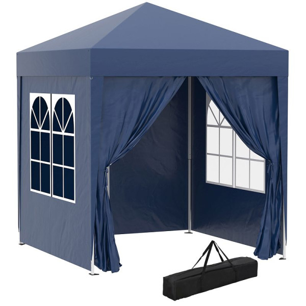 Outsunny Faltpavillon, Bierzelt, 4 abnehmbare Seitenwände, 2 Fenster, Metallrahmen, 2 x 2 m, 100110-066B