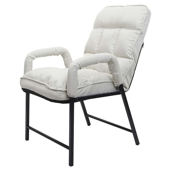 Mendler Esszimmerstuhl HWC-K40, Stuhl Polsterstuhl, 160kg belastbar Rückenlehne verstellbar Metall, Stoff/Textil creme-beige, 92133