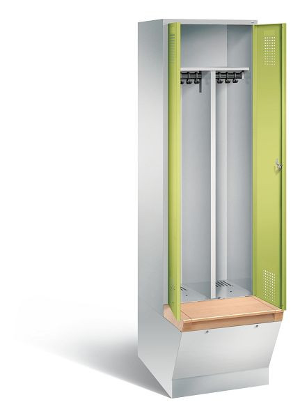 C+P Schwarz-Weiss-Spind Evolo, H2090xB610xT815mm, Farbe: Lichtgrau / Viridingrün, 48056-20 S10316