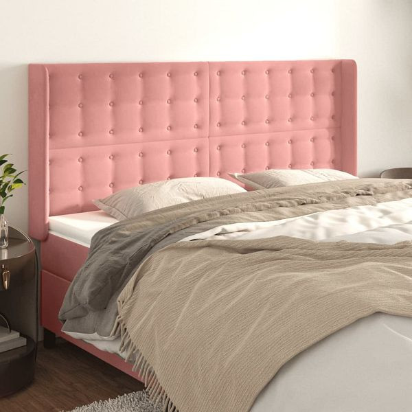 vidaXL Kopfteil mit Ohren Rosa 183x16x118/128 cm Samt, 3120079