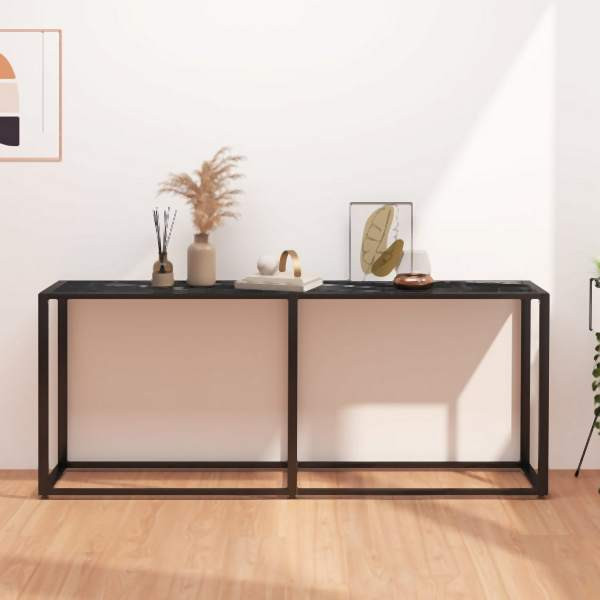 vidaXL Konsolentisch Schwarz Marmor-Optik 180x35x75,5 cm Hartglas, 331685