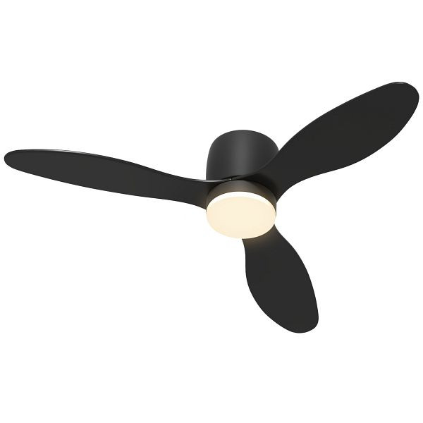 HOMCOM Deckenventilator mit Lampe und Fernbedienung, 3 Lichtfarben, 6 Geschwindigkeiten, Einstellbare Helligkeit, Schwarz, B31-517V00BK