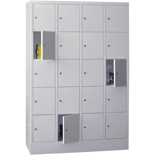 Deskin Schließfachschrank CLASSIC mit glatten Türen, Korpus lichtgrau, Türen lichtgrau, H 1850 x B 1200 x T 500 mm, 264201