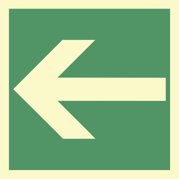 Moedel Richtungsangabe, BGV A8, Kunststoff, langnachleuchtend, 160-mcd, 200x200 mm, 61140