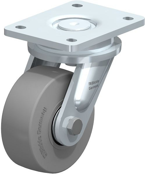Blickle LO-SE 125K-SG Stahlgeschweißte Schwerlast-Lenkrolle, Elastik-Vollgummi, Grau, 751037