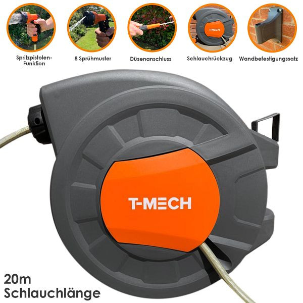 T-Mech 20m Schlauchtrommel Gartenschlauch, 26058, 5055986127963