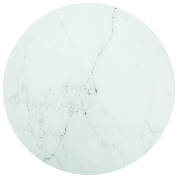 vidaXL Tischplatte Weiß Ø80x1 cm Hartglas in Marmoroptik, 322250