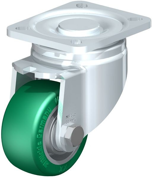 Blickle LH-ALST 82K Stahlblech-Lenkrolle, Schwerlast-Ausführung, mit Anschraubplatte, Blickle Softhane®, Grün, 754582