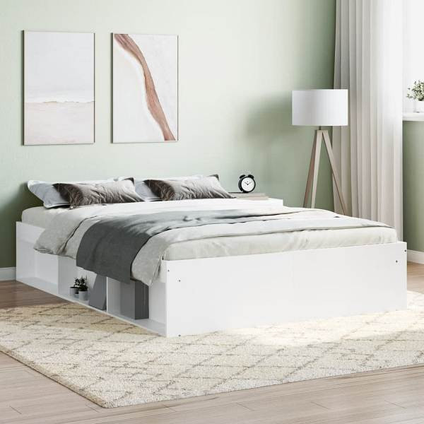 vidaXL Bettgestell Weiß 135x190 cm, 3203908, 8721012158641