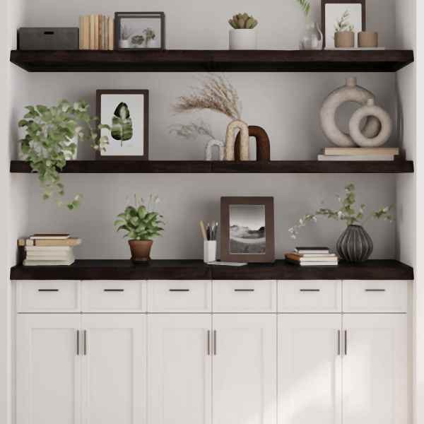 vidaXL Wandregal Dunkelbraun 180x60x(2-6)cm Massivholz Eiche Behandelt, 363843