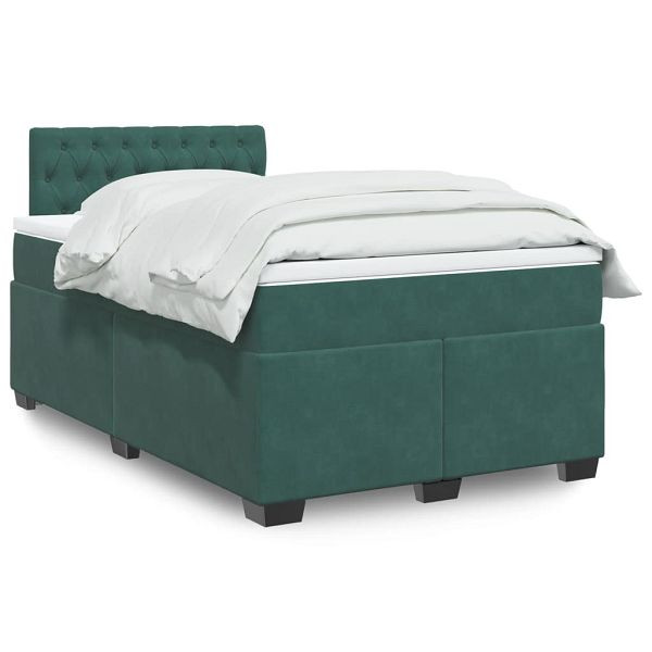 vidaXL Boxspringbett mit Matratze Dunkelgrün 120x200 cm Samt, 3286291