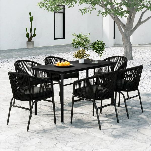 vidaXL 7-teilig Garten-Essgruppe Schwarz, 3099224, 8720286911983
