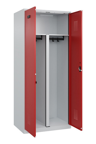 C+P PSA Schwarz-Weiß-Spind Evolo PLUS, 2 Abteile, 1850x800x500mm, 7035/3000, Zylinderschloss, 049002-22P S10030