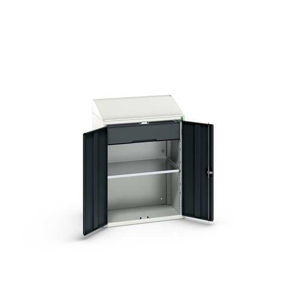 bott verso Pultschrank, mit 1 Fachboden und 1 Schublade, BxTxH: 800 x 550 x 1130 mm, Lichtgrau / Anthrazitgrau, 16926470.19