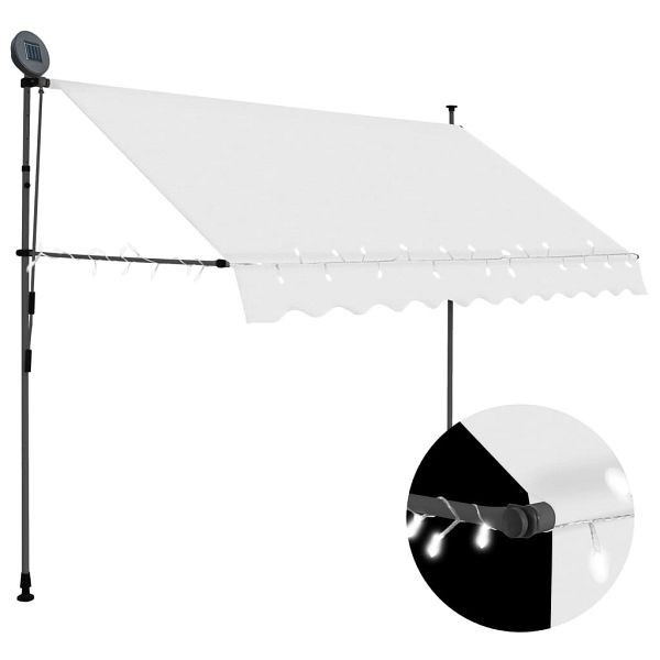 vidaXL Einziehbare Markise Handbetrieben mit LED 250 cm Creme, 145872