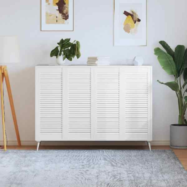 vidaXL Schranktüren Lamellen-Design 4 Stück Weiß 99,3x39,4 cm Massivholz, 151171