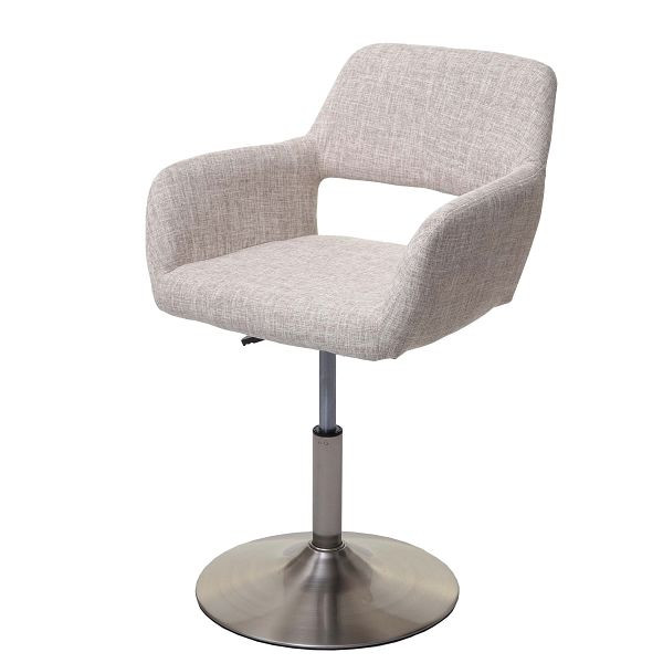 Mendler Esszimmerstuhl HWC-A50 III, Stuhl Küchenstuhl, Retro 50er Jahre, Stoff/Textil, creme/grau, Fuß gebürstet, 63958
