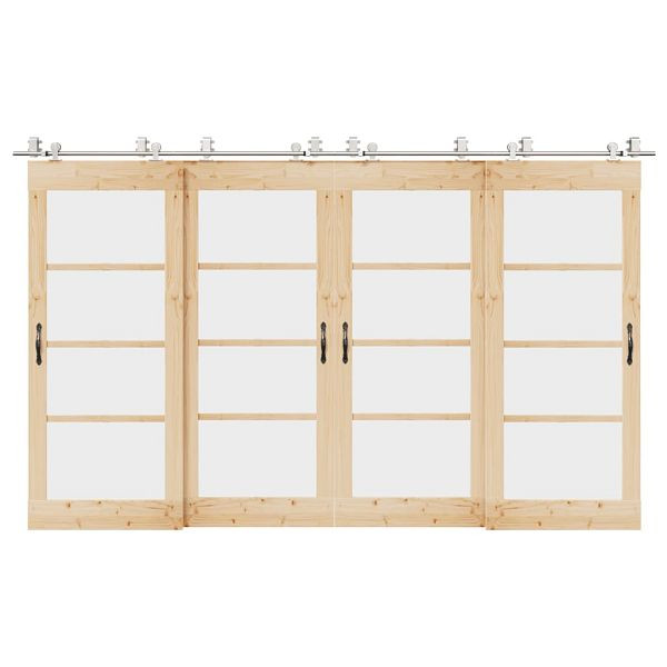 vidaXL Schiebetür-Beschlagsatz 366 cm Edelstahl Silbern, 3295771