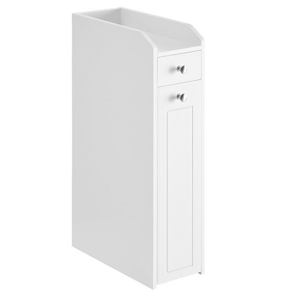 VASAGLE Kleiner Badezimmerschrank, schlanke Badezimmeraufbewahrung, freistehender Toilettenpapier-Schrank mit ausziehbaren Schubladen, weiß, BBC847P31