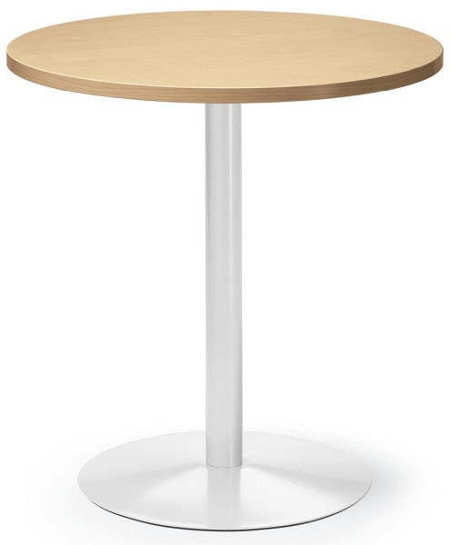 Deskin Besprechungs- und Konferenztisch MODUL, Platte Dekor Buche, Gestell Weiß RAL 9016, Durchmesser 700 mm, Höhe 720 mm, 295356