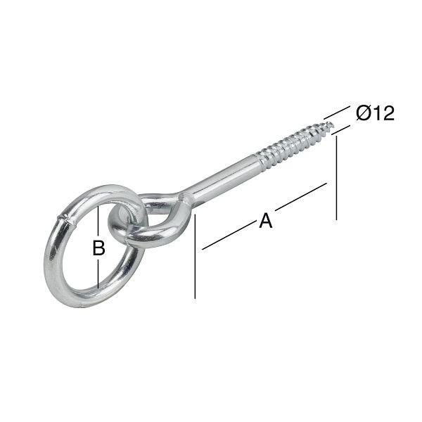 Vormann Barrenring 98 x 40 mm, mit Holzschraubengewinde, verzinkt, VE: 5 Stück, 000097001Z