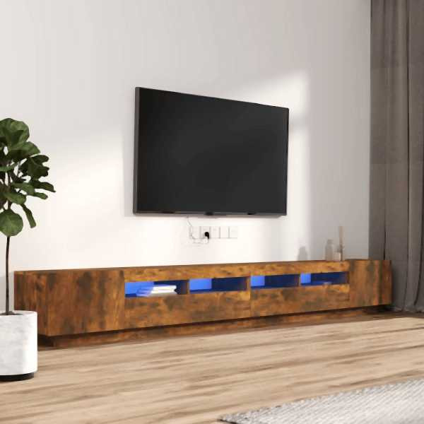 vidaXL 3-tlg. TV-Schrank-Set LED-Leuchten Räuchereiche Holzwerkstoff, 3120176