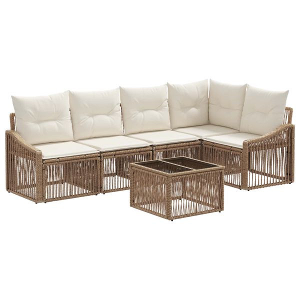 vidaXL Gartensofa-set 6-teilig Beige Poly-Rattan, 3436008