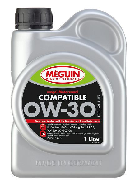 Meguin megol Motorenöl Compatible SAE 0W-30 FE Plus, Kanister Kunststoff, VE: 1 Liter, 33107
