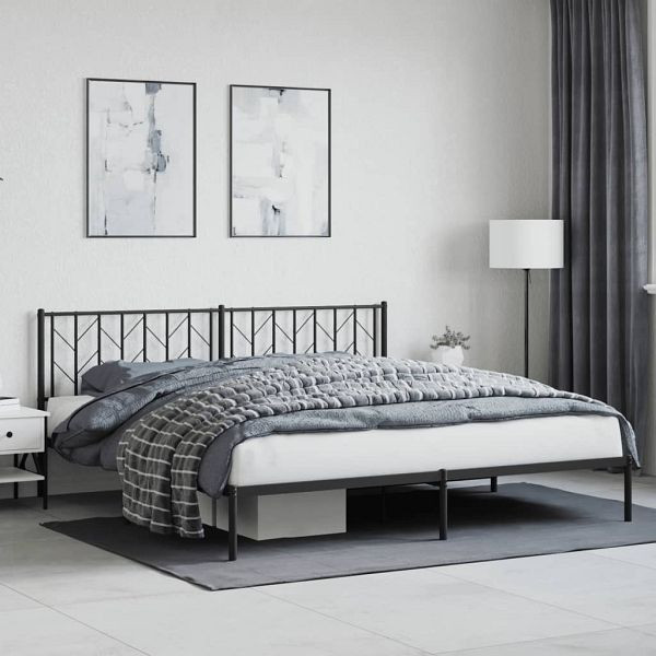 vidaXL Bettgestell mit Kopfteil Metall Schwarz 193x203 cm, 374443