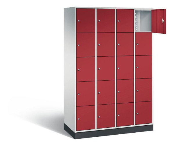 C+P Schließfachschrank Intro, H1950xB1220xT490mm, Farbe: Lichtgrau / Rubinrot, 8570-401 S10006