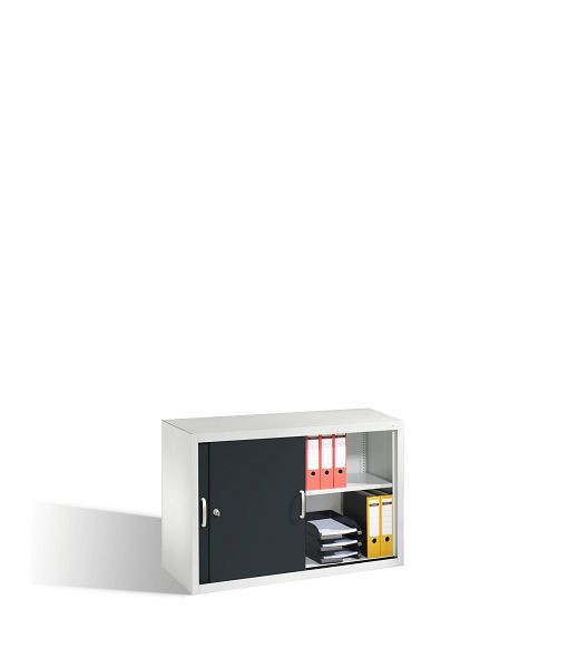 C+P Aufsatzschrank Acurado, H790xB1200xT500mm, Farbe: Lichtgrau / Schwarzgrau, Bügelgriff, 2 OH, 2055-00 S10061