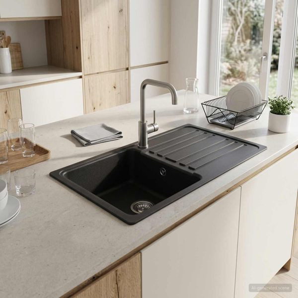 vidaXL Küchenspüle mit Abtropffläche Granit 76,5 cm x 46 cm x 28 cm, 42053744