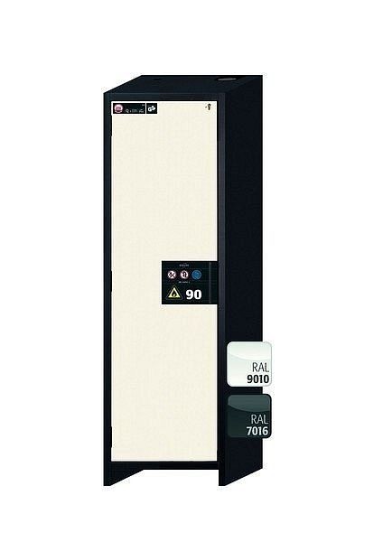 asecos Sicherheitsschrank Q-CLASSIC-90, Q90.195.060 in reinweiß RAL 9010 mit 5x Auszugswanne Standard (Edelstahl), 30072-050-30094