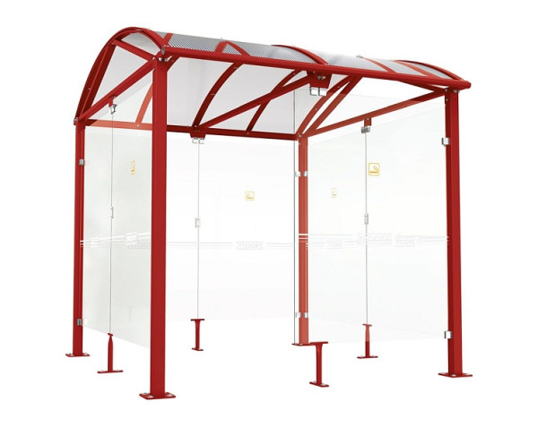 Procity Raucherunterstand Klassik "L"- Tiefe 2690 mm, Farbe RAL 3004, Maße: Breite 2500 x Höhe 2768 x Tiefe 3023 mm, 529520.3004
